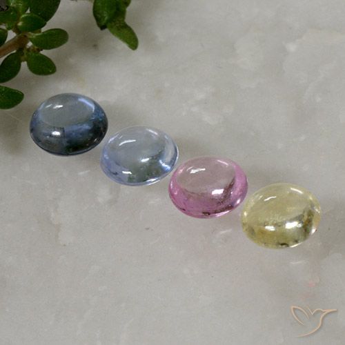 Multicolor Sapphire Gem - 0.4ct Round Cabochon (ID: 496337)
