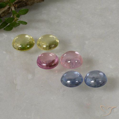 Multicolor Sapphire Gem - 0.4ct Round Cabochon (ID: 496429)