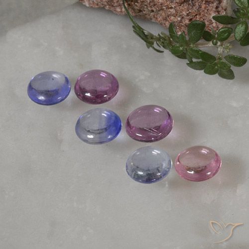Multicolor Sapphire Gem - 0.5ct Round Cabochon (ID: 496432)