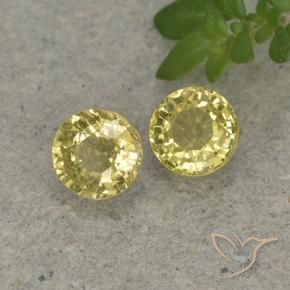 0.88 ctw Yellow Sapphire Stones, Natural Sapphire in Round Facet Shape for Sale