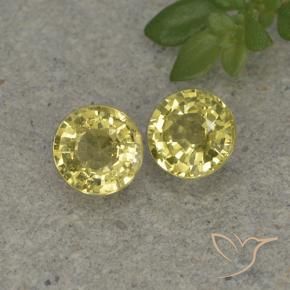 0.89 ctw Yellow Sapphire Stones, Natural Sapphire in Round Facet Shape for Sale