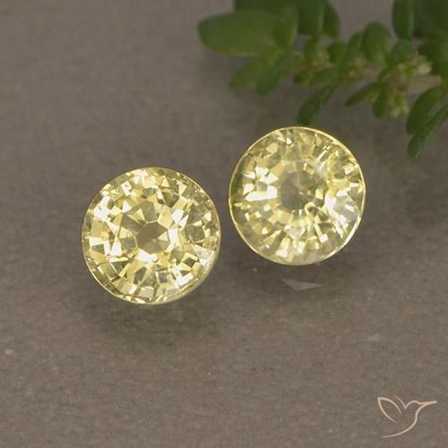 0.97 ctw Yellow Sapphire Stones, Natural Sapphire in Round Facet Shape for Sale
