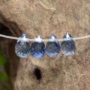 1.64 ctw Blue Sapphire Stones, Natural Sapphire in Briolette with Hole Shape for Sale