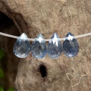 1.59 ctw Blue Sapphire Stones, Natural Sapphire in Briolette with Hole Shape for Sale