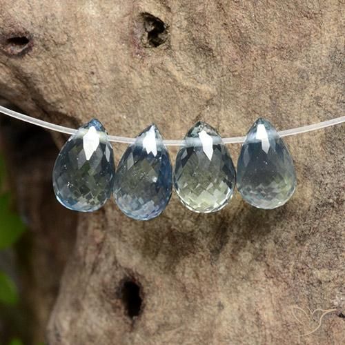 2.90 ctw Blue Sapphire Stones, Natural Sapphire in Briolette with Hole Shape for Sale