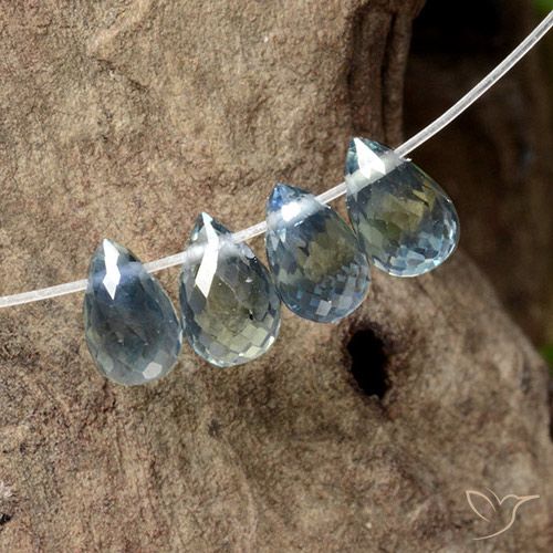1.98 ctw Blue Sapphire Gemstones, Sapphire Gems in Briolette with Hole Shape for Sale.
