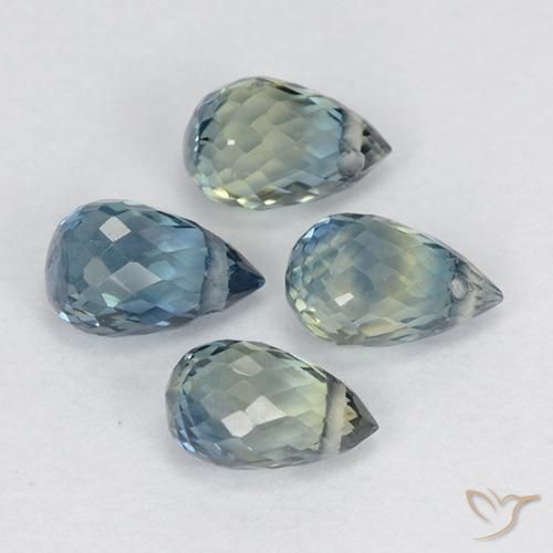 2.02 ctw Multicolor Sapphire Stones, Natural Sapphire in Briolette with Hole Shape for Sale