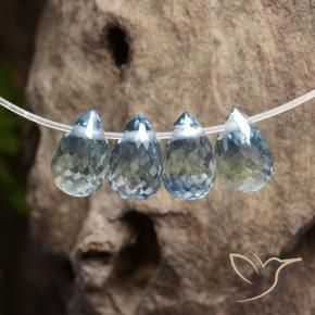 1.74 ctw Blue Sapphire Stones, Natural Sapphire in Briolette with Hole Shape for Sale