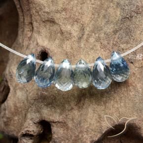 2.44 ctw Blue Sapphire Stones, Natural Sapphire in Briolette with Hole Shape for Sale