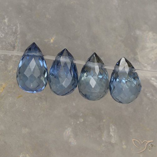 1.5 ct Loose Blue Sapphire, 4.9 mm Briolette From Madagascar, Photo A