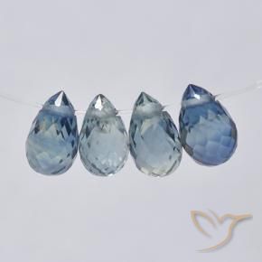 1.71 ctw Blue Sapphire Stones, Natural Sapphire in Briolette with Hole Shape for Sale
