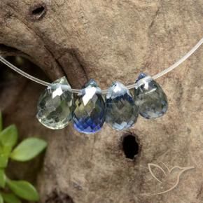 2.44 ctw Multicolor Sapphire Stones, Natural Sapphire in Briolette with Hole Shape for Sale