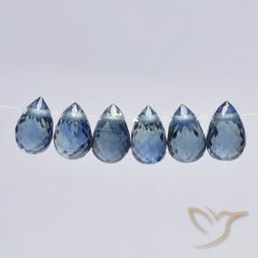 3.10 ctw Blue Sapphire Stones, Natural Sapphire in Briolette with Hole Shape for Sale
