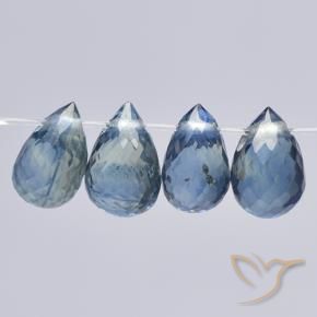 2.34 ctw Blue Sapphire Stones, Natural Sapphire in Briolette with Hole Shape for Sale