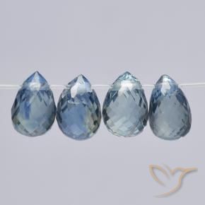 2.50 ctw Blue Sapphire Stones, Natural Sapphire in Briolette with Hole Shape for Sale