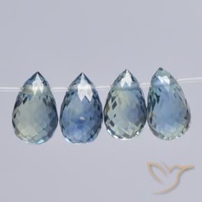 2.24 ctw Blue Sapphire Stones, Natural Sapphire in Briolette with Hole Shape for Sale