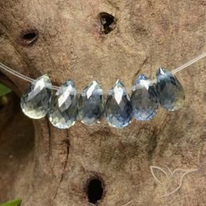 2.42 ctw Blue Sapphire Stones, Natural Sapphire in Briolette with Hole Shape for Sale