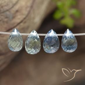 2.21 ctw Blue Sapphire Stones, Natural Sapphire in Briolette with Hole Shape for Sale