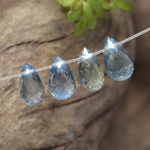 Светло-синий Сапфир Камень - 0.7ct Бриолет с Отверстием (ID: 498000)