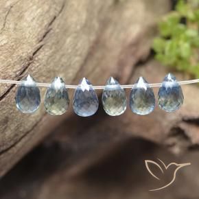 1.84 ctw Blue Sapphire Stones, Natural Sapphire in Briolette with Hole Shape for Sale
