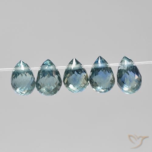 2.33 ctw Turquoise Sapphire Stones, Natural Sapphire in Briolette with Hole Shape for Sale