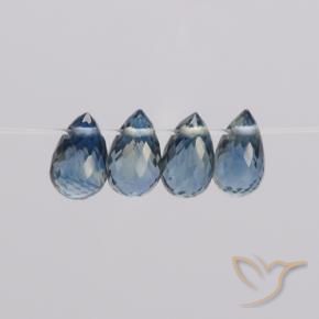 1.98 ctw Blue Sapphire Stones, Natural Sapphire in Briolette with Hole Shape for Sale