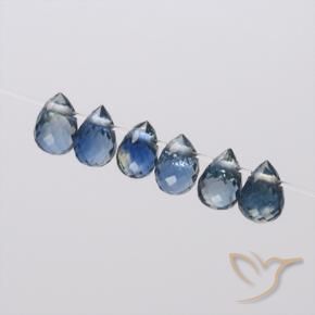 1.53 ctw Blue Sapphire Stones, Natural Sapphire in Briolette with Hole Shape for Sale