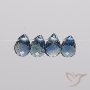 1.74 ctw Blue Sapphire Stones, Natural Sapphire in Briolette with Hole Shape for Sale