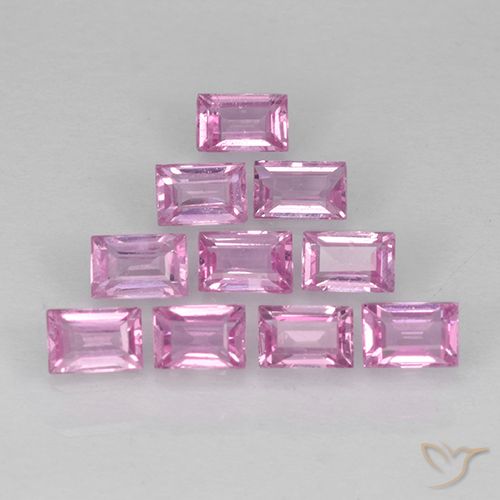 1.04 ctw Pink Sapphire Gemstones, Sapphire Gems in Baguette Step Cut Shape for Sale.