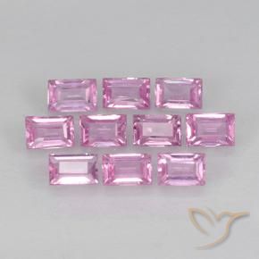 1.04 ctw Pink Sapphire Stones, Natural Sapphire in Baguette Step Cut Shape for Sale