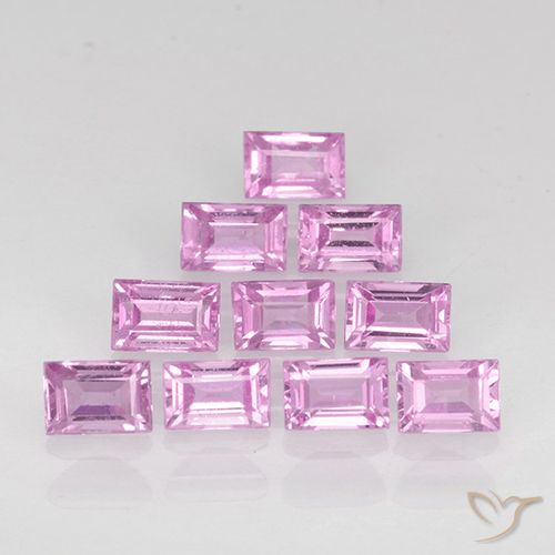 Rosado púrpura real claro Zafiro Gema - 0.1ct Corte Baguette Step (ID: 500769)