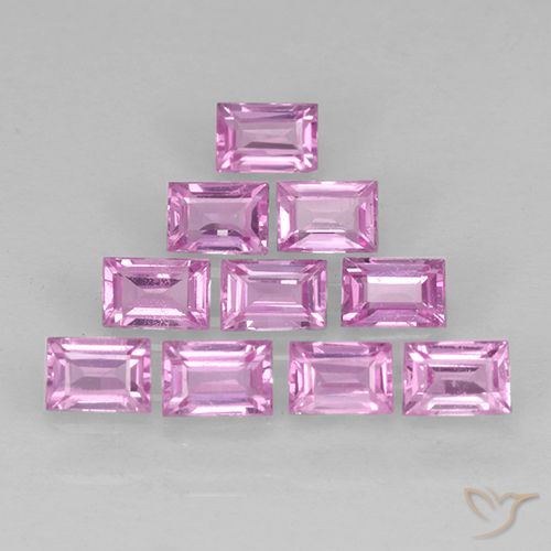 Rosado púrpura real claro Zafiro Gema - 0.1ct Corte Baguette Step (ID: 500770)