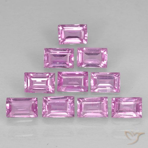 Light Pink Sapphire Gem - 0.1ct Baguette Step Cut (ID: 500771)