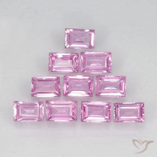 Rosado claro Zafiro Gema - 0.1ct Corte Baguette Step (ID: 500772)