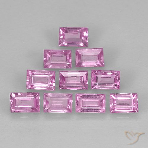 Rose pourpre royal léger Saphir gemme - 0.1ct Baguette taillée en degrés (ID: 500774)