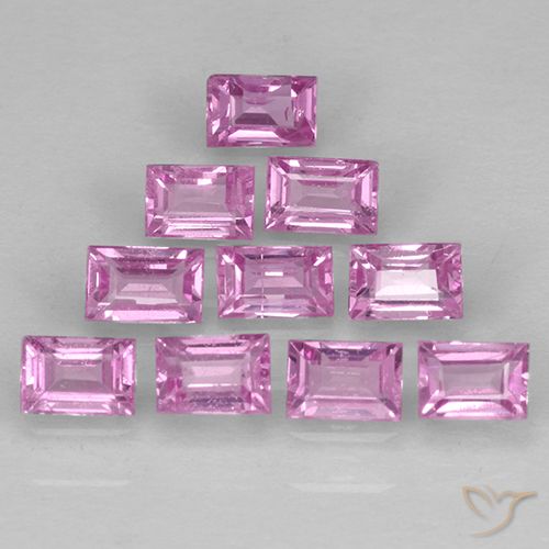 Light Royal Purple Pink Saphir Edelstein - 0.1ct Baquette Treppen-Schliff (ID: 500775)