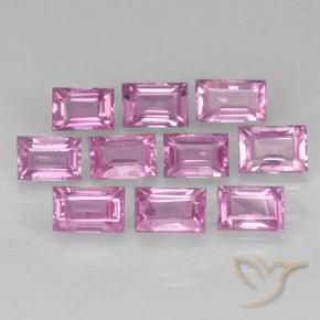 1.10 ctw Pink Sapphire Stones, Natural Sapphire in Baguette Step Cut Shape for Sale