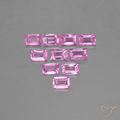 1.15 ctw Pink Sapphire Stones, Natural Sapphire in Baguette Step Cut Shape for Sale