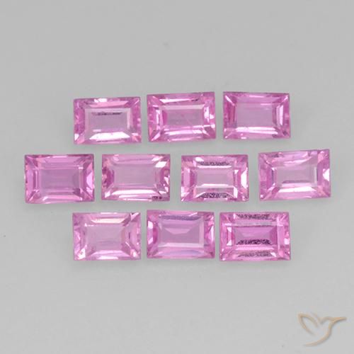 1.2 ct Loose Pink Sapphire, 3.2 x 2.2 mm Baguette Cut From Madagascar, Photo A