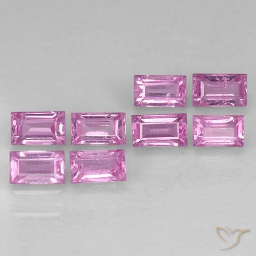 Lote de 8 piezas de Zafiro Rosado claro Corte Baguette de Madagascar - Tamaño 3,6 x 2,1mm, peso 1,17 ct en total / promedio. 0,15 ct cada uno, dureza de Mohs 9 Adecuado para joyas de uso diario, Jueves de piedras preciosas, Photo A