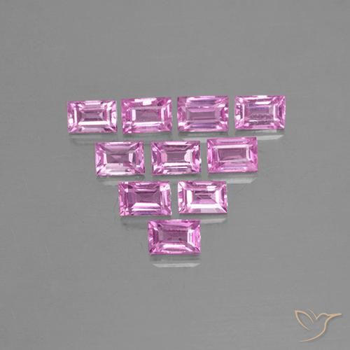 1.19 ctw Pink Sapphire Stones, Natural Sapphire in Baguette Step Cut Shape for Sale