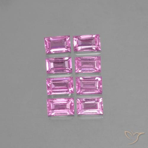 1.03 ctw Pink Sapphire Stones, Natural Sapphire in Baguette Step Cut Shape for Sale