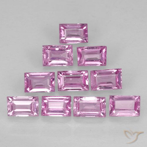 hellrosa Saphir Edelstein - 0.1ct Baquette Treppen-Schliff (ID: 500785)
