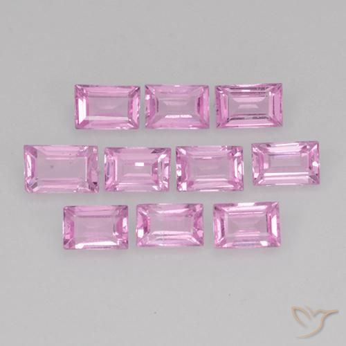 1.05 ctw Pink Sapphire Gemstones, Sapphire Gems in Baguette Step Cut Shape for Sale.