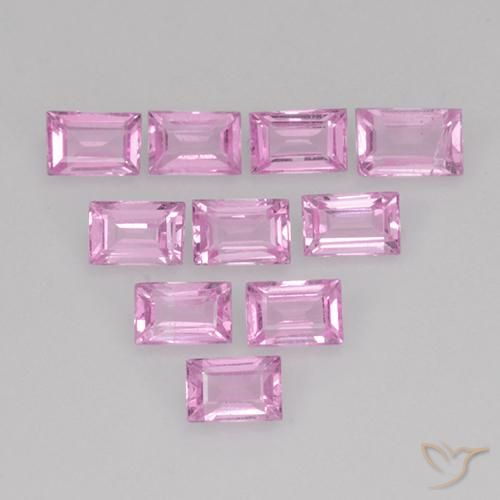 1.05 ctw Pink Sapphire Stones, Natural Sapphire in Baguette Step Cut Shape for Sale