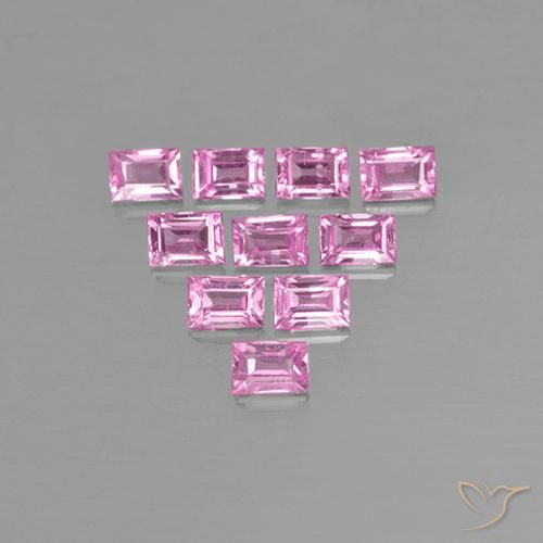 Medium Pink Сапфир Камень - 0.1ct Форма Багет ступенчатая огранка (ID: 500793)