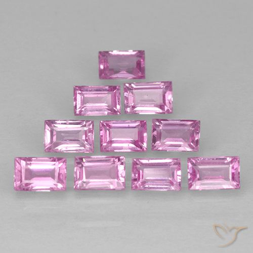1.05 ct Loose Pink Sapphire, 3.2 x 2 mm Baguette Cut From Madagascar, Photo A