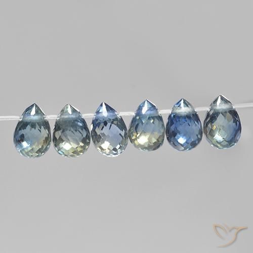 2.19 ctw Blue Sapphire Stones, Natural Sapphire in Briolette with Hole Shape for Sale