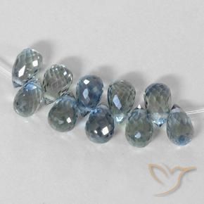 6.43 ctw Blue Sapphire Stones, Natural Sapphire in Briolette with Hole Shape for Sale