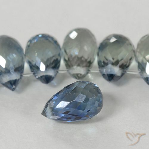 7.25 ct Blue Sapphire, 5.6 mm Briolette From Madagascar, Photo A